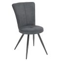 Lot de 2 chaises assise matelassée tissu toucher doux gris pieds métal laqué anthracite - ELLIPSE