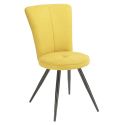 Lot de 2 chaises assise matelassée tissu toucher doux jaune pieds métal laqué anthracite - ELLIPSE