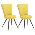Lot de 2 chaises assise matelassée tissu toucher doux jaune pieds métal laqué anthracite - ELLIPSE