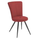 Lot de 2 chaises assise matelassée tissu toucher doux rouge pieds métal laqué anthracite - ELLIPSE