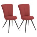 Lot de 2 chaises assise matelassée tissu toucher doux rouge pieds métal laqué anthracite - ELLIPSE