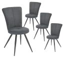 Lot de 4 chaises assise matelassée tissu toucher doux gris pieds métal laqué anthracite - ELLIPSE