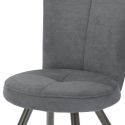 Lot de 4 chaises assise matelassée tissu toucher doux gris pieds métal laqué anthracite - ELLIPSE