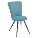 Lot de 4 chaises assise matelassée tissu toucher doux bleu pieds métal laqué anthracite - ELLIPSE