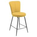 Lot de 2 tabourets assise de bar matelassée tissu toucher doux jaune pieds métal laqué anthracite - ELLIPSE