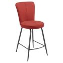 Lot de 4 tabourets assise de bar matelassée tissu toucher doux rouge pieds métal laqué anthracite - ELLIPSE