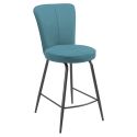 Lot de 4 tabourets assise de bar matelassée tissu toucher doux bleu pieds métal laqué anthracite - ELLIPSE