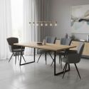 Lot de 2 fauteuils de table assise matelassée tissu toucher doux gris pieds métal laqué anthracite - ELLIPSE