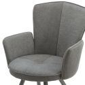 Lot de 2 fauteuils de table assise matelassée tissu toucher doux gris pieds métal laqué anthracite - ELLIPSE