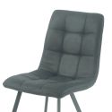 Lot de 4 chaises matelassées tissu toucher doux gris pieds métal laqué anthracite - MOALIA