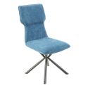 Lot de 4 chaises design en tissu chiné bleu et piètement étoile métal noir - ASTER