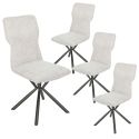 Lot de 4 chaises design en tissu chiné blanc et piètement étoile métal noir - ASTER