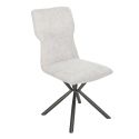 Lot de 4 chaises design en tissu chiné blanc et piètement étoile métal noir - ASTER