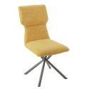 Lot de 4 chaises design en tissu chiné jaune et piètement étoile métal noir - ASTER