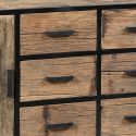 Buffet 2 portes 6 tiroirs en teck recyclé et métal laqué noir - TANETOA