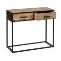 Console 2 tiroirs en teck recyclé et métal laqué noir - TANETOA
