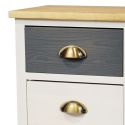 Meuble de Rangement 3 Tiroirs en Pin Teinté Gris et Blanc Plateau Naturel - PATTY