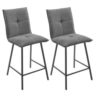 LAGOS - Lot de 2 Tabourets Gris Anthracite Assise H65cm