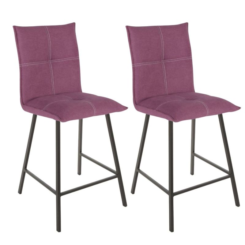 LAGOS - Lot de 2 Tabourets Violets Assise H65cm