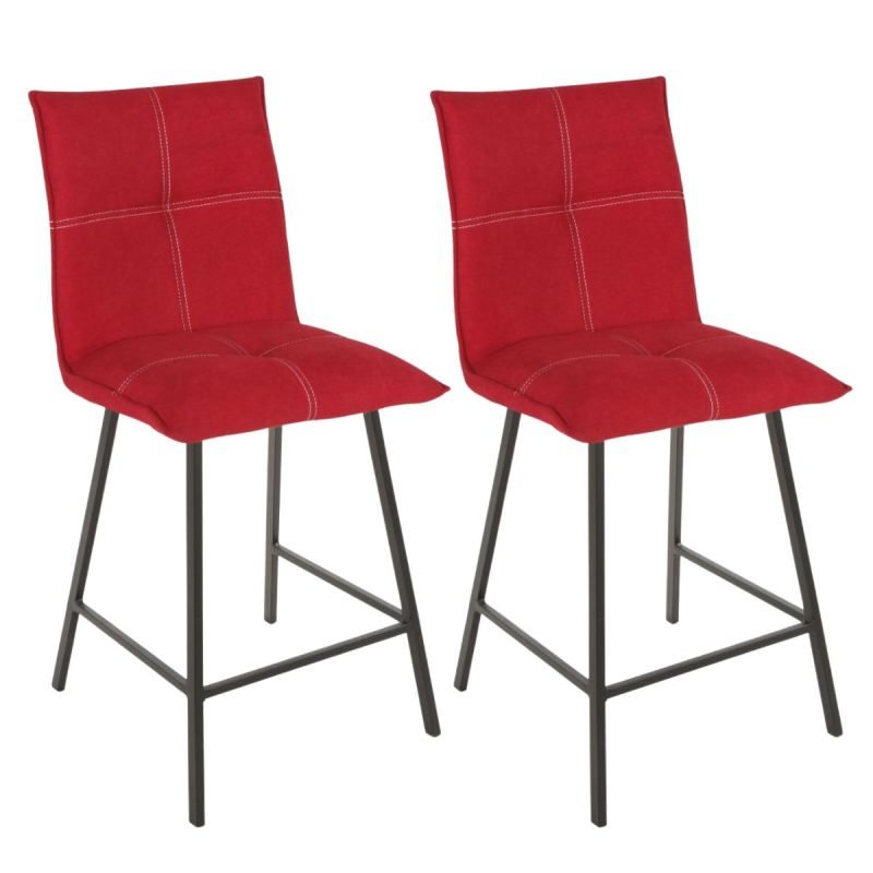 LAGOS - Lot de 2 Tabourets Rouges Assise H65cm