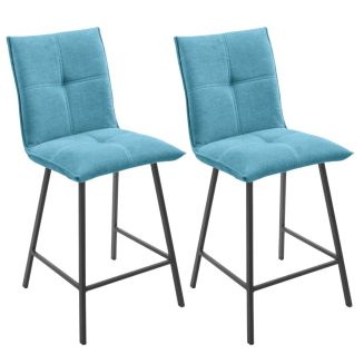 LAGOS - Lot de 2 Tabourets Bleus Assise H65cm