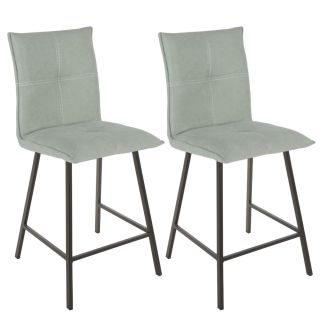 LAGOS - Lot de 2 Tabourets Vert d'Eau Assise H65cm
