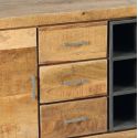 Buffet 3 portes 3 tiroirs en bois massif recyclé et acier patiné - MANGOVRE