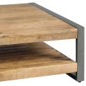 Table basse 2 plateaux en bois massif recyclé et acier patiné - MANGOVRE