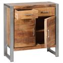 Rangement 2 portes 2 tiroirs en bois massif recyclé et acier patiné - MANGOVRE