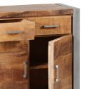Rangement 2 portes 2 tiroirs en bois massif recyclé et acier patiné - MANGOVRE