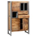 Rangement 3 portes 2 tiroirs en bois massif recyclé et acier patiné - MANGOVRE