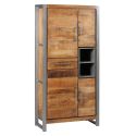 Buffet haut 4 portes 1 tiroir en bois massif recyclé et acier patiné - MANGOVRE