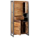 Buffet haut 4 portes 1 tiroir en bois massif recyclé et acier patiné - MANGOVRE