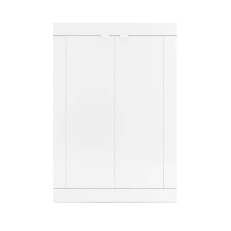 Meuble d'entrée 2 portes 4 étagères Blanc Laqué Weiss - OTELLO