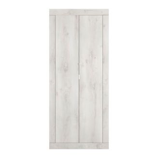 Penderie 2 portes avec 2 étagères aspect bois blanchi - ROVICA