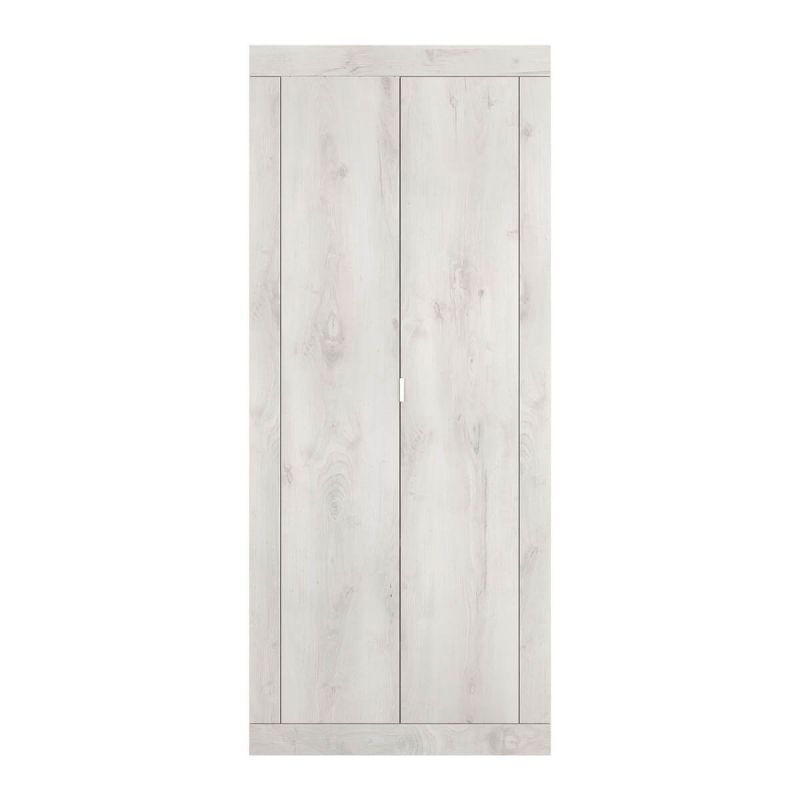 Penderie 2 portes avec 2 étagères aspect bois blanchi - ROVICA