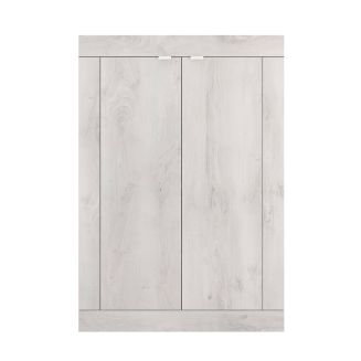 Meuble d'entrée 2 portes 4 étagères aspect bois blanchi - ROVICA