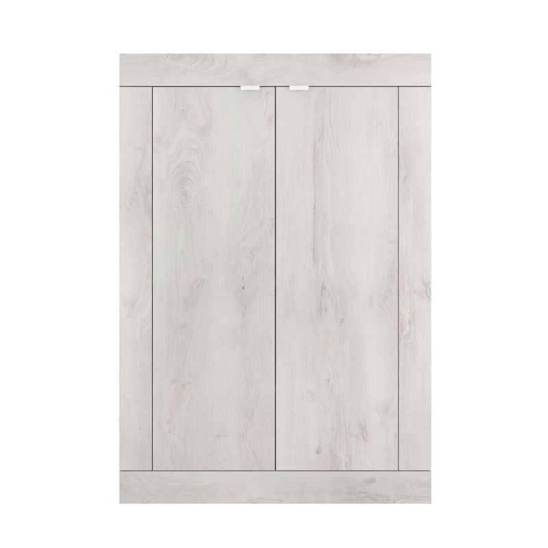 Meuble d'entrée 2 portes 4 étagères aspect bois blanchi - ROVICA