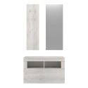 Meuble à chaussures avec miroir et portemanteau muraux aspect bois blanchi - ROVICA