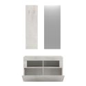 Meuble à chaussures avec miroir et portemanteau muraux aspect bois blanchi - ROVICA