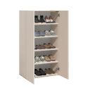 Meuble à chaussures 2 portes et 1 tiroir laqué beige poudré à poser au sol ou à suspendre - PAVEL