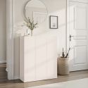 Meuble à chaussures 3 portes et 1 tiroir laqué beige poudré à poser au sol ou à suspendre - PAVEL