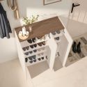 Meuble à chaussures 3 portes et 1 tiroir laqué beige poudré à poser au sol ou à suspendre - PAVEL