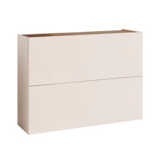 Meuble à chaussures 2 portes abattantes laqué beige poudré à poser au sol ou à suspendre - PAVEL