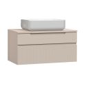 Meuble Vasque 80cm suspendu 2 tiroirs beige façades relief à stries verticales - JANEIRO BEIGE