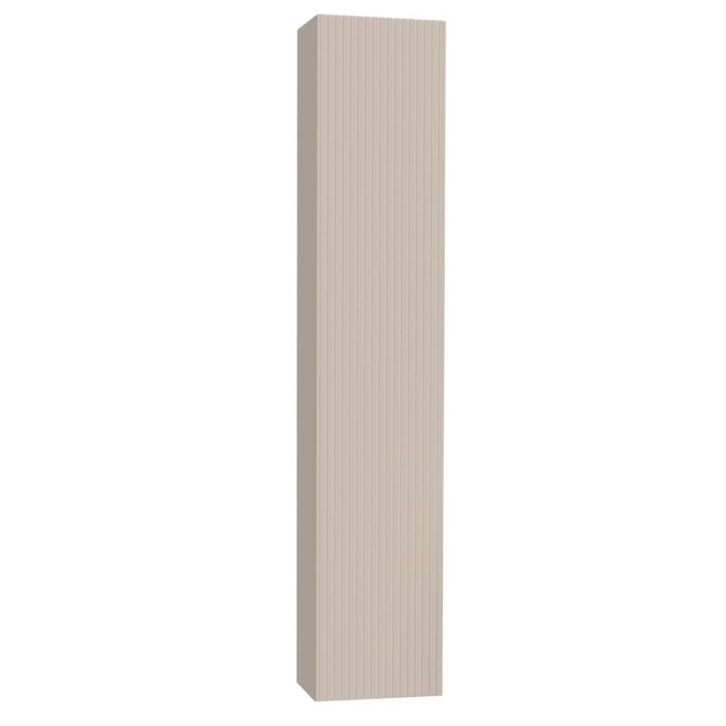 Colonne murale suspendue 1 porte beige façade relief à stries verticales - JANEIRO BEIGE