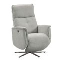 Fauteuil relax électrique pivotant avec têtière manuelle tissu chenille bleu-gris - PARADIZIO