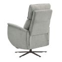 Fauteuil relax électrique pivotant avec têtière manuelle tissu chenille bleu-gris - PARADIZIO
