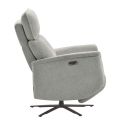 Fauteuil relax électrique pivotant avec têtière manuelle tissu chenille bleu-gris - PARADIZIO