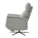 Fauteuil relax électrique pivotant avec têtière manuelle tissu chenille bleu-gris - PARADIZIO